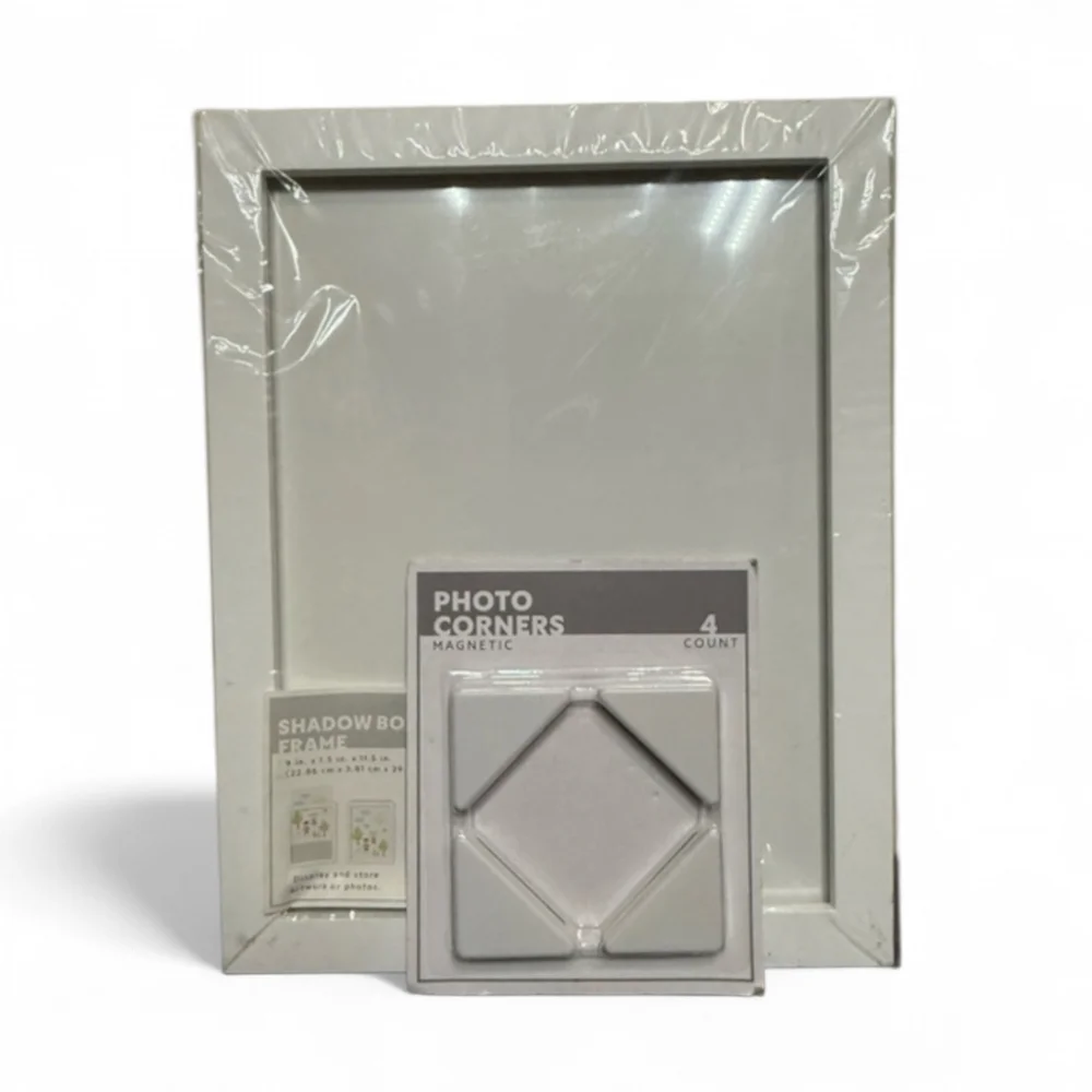 White Shadow Box Frame with Magnetic Photo Corners